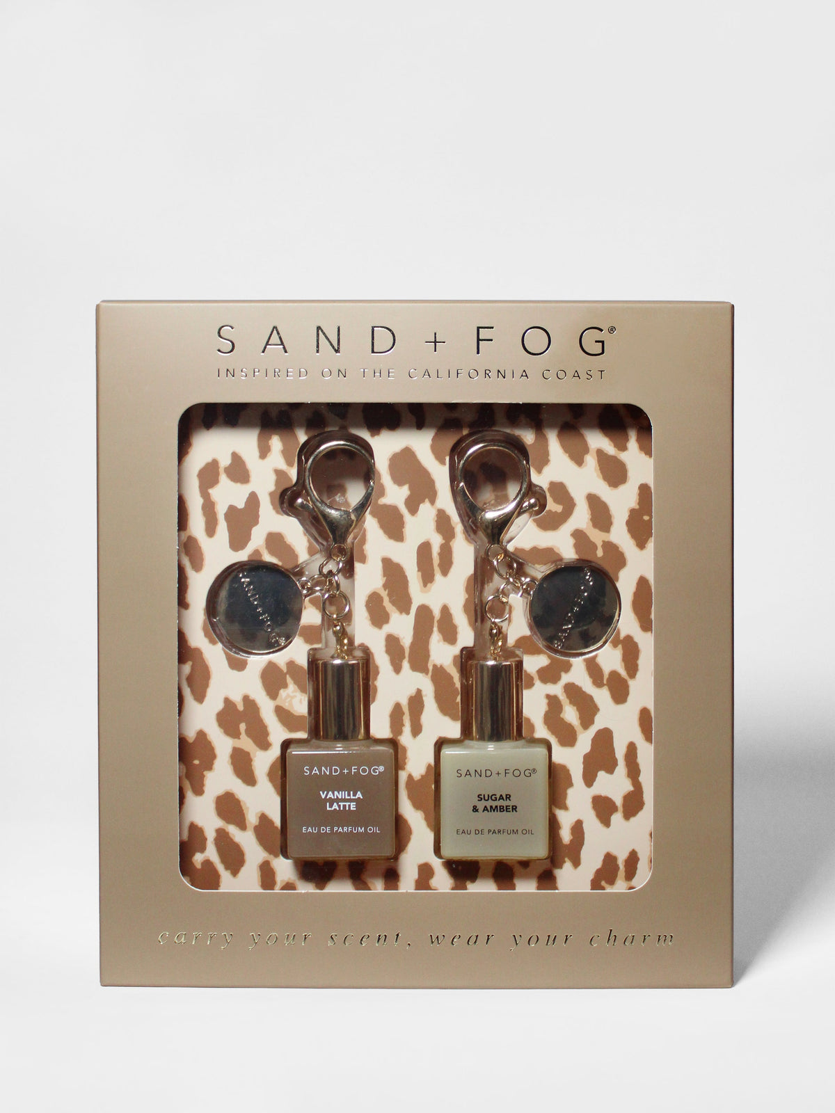 Luxurious Bag Charm Perfume Oil Rollerball Set - Vanilla Latte + Sugar & Amber