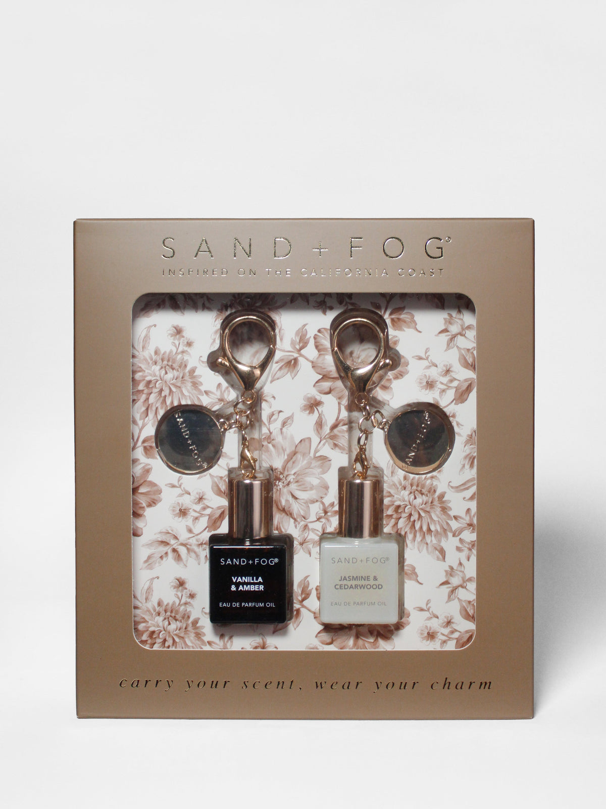 Luxurious Bag Charm Perfume Oil Rollerball Set - Vanilla & Amber + Jasmine & Cedarwood